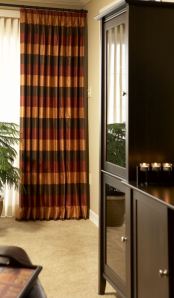 These colourful panels were designed so that the stripes would run horizontally, for a more contemporary vibe.